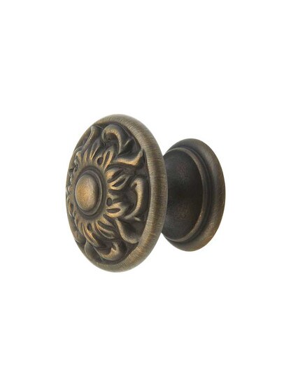 Corinthian Cabinet Knob - 1 3/8 inch Diameter in Redington Brass.